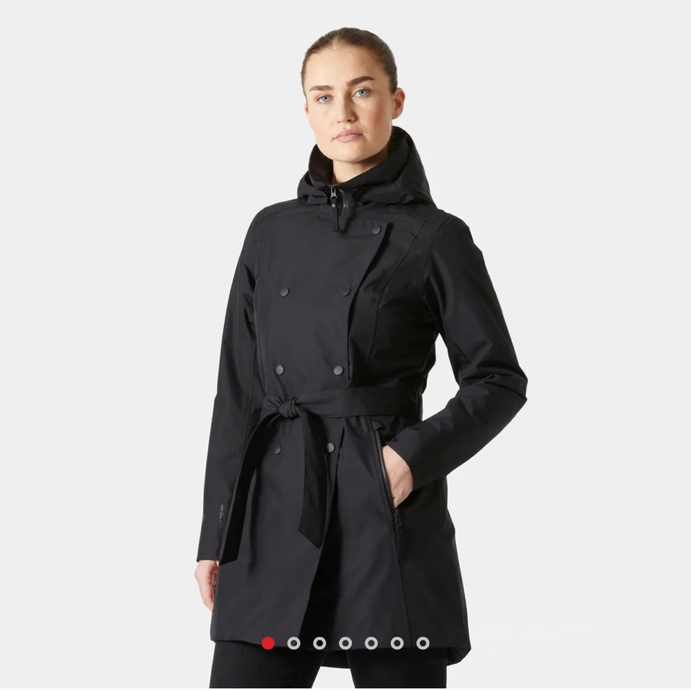 Helly Hansen Black Trench Coat with Hood